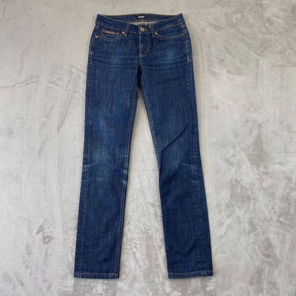 Dolce & Gabbana D&G Jeans Women 24 Blue Cute Slim Straight Back Logo Designer‎ - Picture 2 of 15